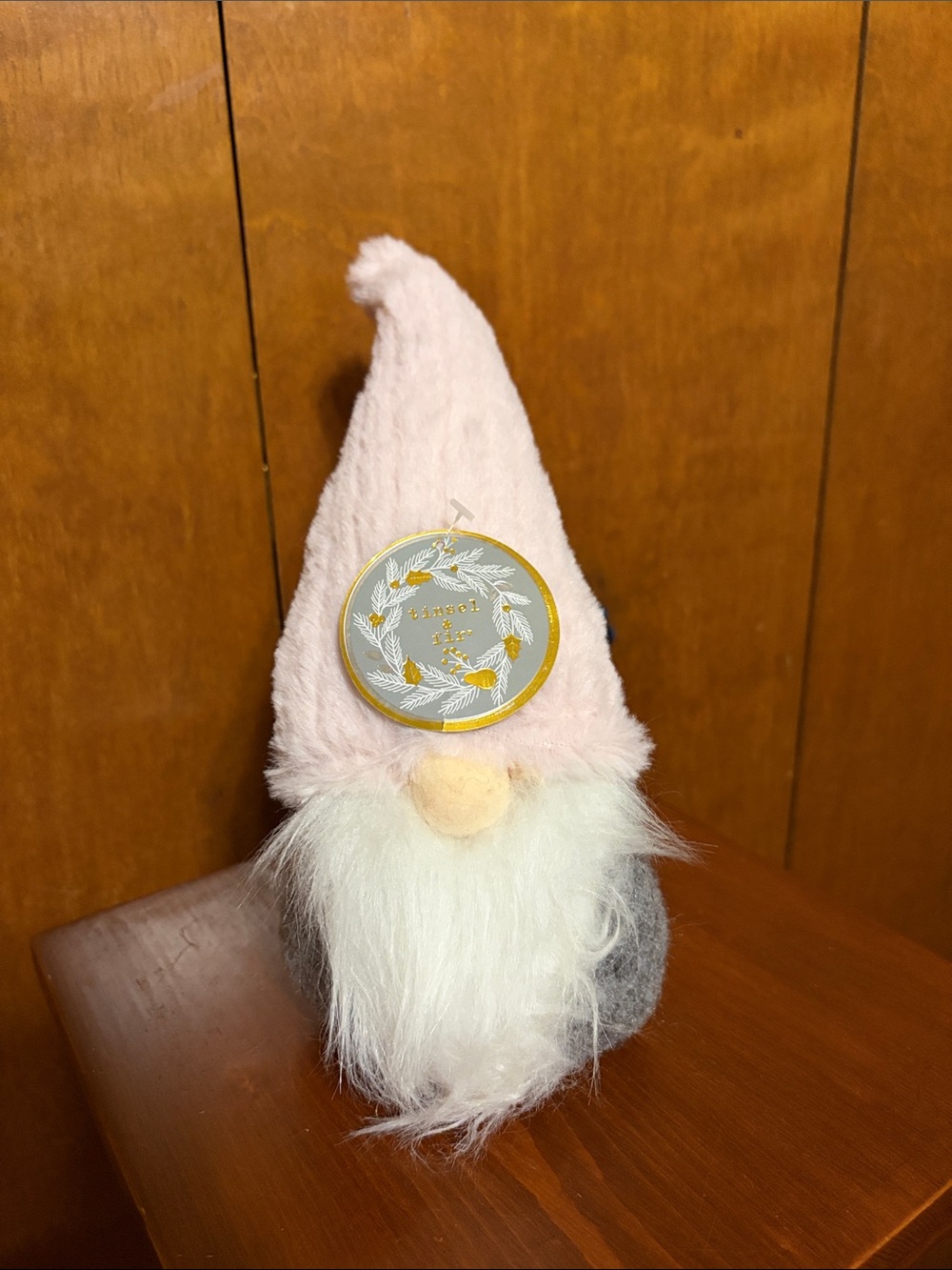 Tinsel & Fir- 🌲 Gnome Plush Home Accent with Pink Hat and White Beard